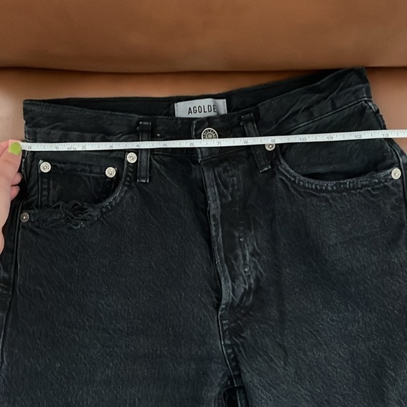 AGOLDE Jamie High Rise Classic Raw Hem Button Fly Black Jeans Size 24 - Picture 11 of 16